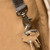 High quality key clip view of the leather all in one backpack in black
