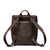 High quality back view of the newly redesigned All in one leather backpack in dark coffee