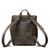 High quality back view of the newly redesigned All in one leather backpack in carbon black