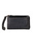 This is the front view of the carbon black medium leather wallet with cell phone