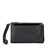 High quality front view of the carbon black medium leather wallet with cell phone