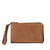 High quality front view of the medium leather wallet in tan
