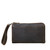 High quality front view of the dark brown medium leather wallet