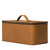 This is the side view of the leather Toiletry Case in light tan