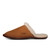 High quality tan full grain leather Dave's Deals Women's Sheepskin Slippers - Old Design - Size 6 - Tobacco front view - Saddleback Leather