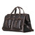 High quality angled view of Saddleback Leather's Deep Pocket Leather Duffle Bag in Dark Brown / dark brown