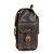 Side view of small leather backpack by Saddleback.