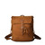 16 inch leather drawstring backpack in tobacco. Front view