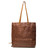 High quality front of the burnt sausage travel leather tote.