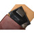 High quality large red brown magnetic fold over leather purse inside