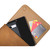 High quality medium tan magnetic fold over leather purse inside
