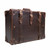 High quality dark brown medium suitcase with side view. Made by Saddleback