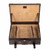 High quality opened dark brown colored medium suitcase in the grandfather collection. Made by Saddleback