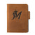 High quality tan colored leather journal cover that has the Miami Marlins logo on the front. Made by Saddleback