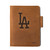 High quality tan colored leather journal cover with the Los Angeles Dodgers logo on the front. Made by Saddleback