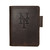 High quality dark brown colored leather journal cover with the New York Mets logo on the front. Made by Saddleback