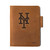 High quality tan colored leather journal cover with the New York Mets logo on the front. Made by Saddleback