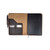 High quality inside of the dark brown colored leather journal cover with a journal, pen, and cards inside. Made by Saddleback