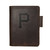 High quality dark brown colored leather journal cover with the Pittsburgh Pirates logo on the front. Made by Saddleback