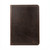 High quality dark brown colored leather portfolio cover with the Boston Red Sox logo on it, made by Saddleback