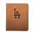 High quality tan colored leather portfolio with the Los Angeles Dodgers logo on the front. Made by Saddleback