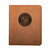 High quality tan colored leather portfolio with the Milwaukee Brewers logo on the front. Made by Saddleback