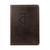 High quality dark brown colored leather portfolio with the Minnesota Twins logo on the front. Made by Saddleback