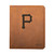 High quality tan colored leather portfolio with the Pittsburgh Pirates logo on the front. Made by Saddleback
