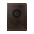 High quality dark brown colored leather portfolio with the Seattle Mariners logo on the front.