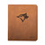 High quality tan colored leather portfolio with the Toronto Blue Jays logo on the front. Made by Saddleback