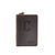 Dark coffee brown colored leather business card holder with the Cleveland Guardians logo on it. Made by Saddleback