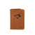 High quality tan colored leather business card holder with the Toronto Blue Jays logo on the front. Made by Saddleback