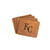 High quality tan colored leather coaster set of 4 with the Kansas City Royals logo on it. Made by Saddleback