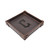 High quality dark brown colored leather valet tray with Cleveland Guardians logo in the middle, made by Saddleback