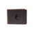 High quality dark brown colored leather bifold wallet with a Baltimore Orioles logo on it, made by Saddleback