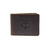 High quality dark brown colored leather bifold wallet with the Minnesota Twins logo on the front. Made by Saddleback