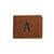 High quality tan colored leather bifold wallet with the Oakland Athletics logo on the front. Made by Saddleback