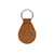 High quality back of the tan leather keychain with the Saddleback logo on this side and the Boston Red Sox logo on the front
