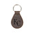 High quality dark brown colored leather keychain with the Kansas City Royals logo on the front. Made by Saddleback