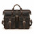 Dave's Deals Flight Bag Leather Briefcase - Second Version, Larger Frame with D-Rings - Dark Coffee Brown