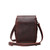 High quality backside of the red brown tumbled leather mini bucket bag. Can be crossbody or on one shoulder.