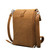 High quality the back of the tan 10" tumbled drawstring leather backpack with a loop to adjust the straps. Made by Saddleback