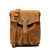 High quality the front of the 10" tumbled drawstring leather backpack in the color tan. Made by Saddleback