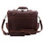 This is the back side of the red brown full grain leather briefcase that has two straps.