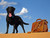 High quality greatest dog of all time, Blue, with a red brown full grain leather briefcase.