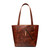 High quality the front view of our red brown conceal carry leather tote
