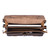 High quality light colored suede interior of a wide open leather briefcase.