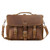 High quality front view of a big brown leather briefcase