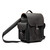 High quality front view of the black full grain leather baby tank backpack. Has 4 interior prockets for extra storage. Made by Saddleback