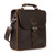 High quality dark brown leather satchel man bag from the side.